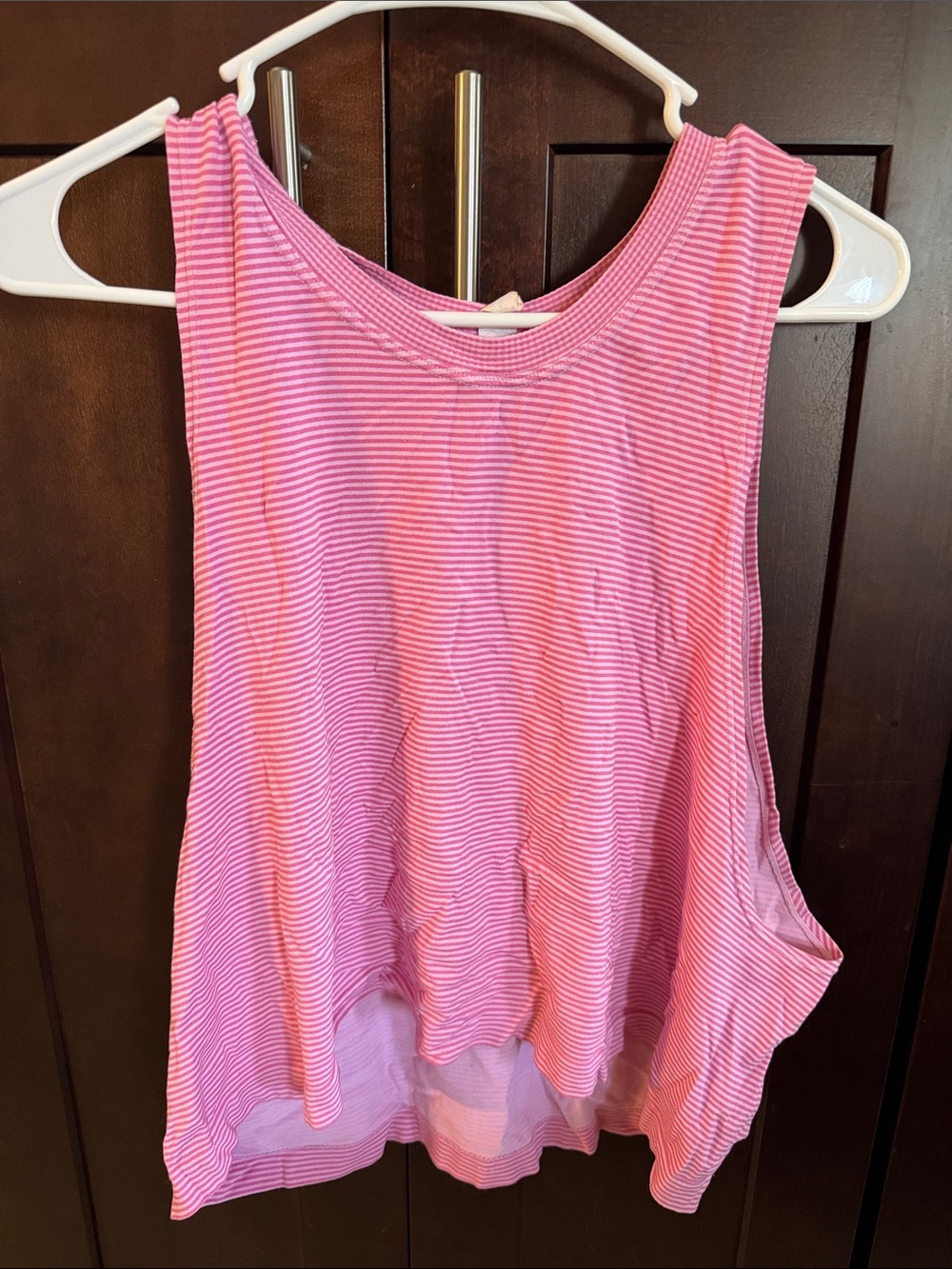 NUX Pink Striped Sleeveless Crop‎ Tank